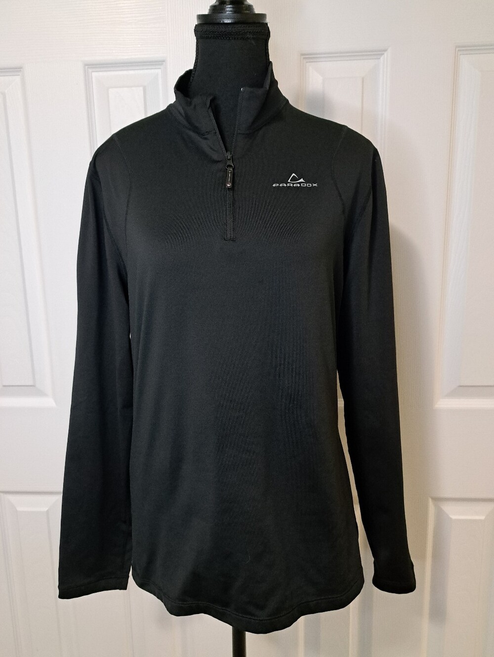 Paradox 1/4 Zip Top Black Size Large Active Long Sleeve Workout Running Casual